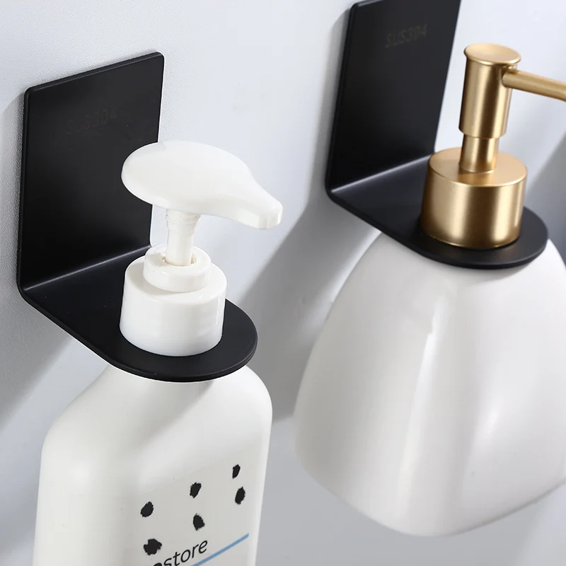 Wall Mounted Self Adhesive Liquid Soap Holder Stainless Steel Soap Bottle Holder Shower Gel Dispenser Holder