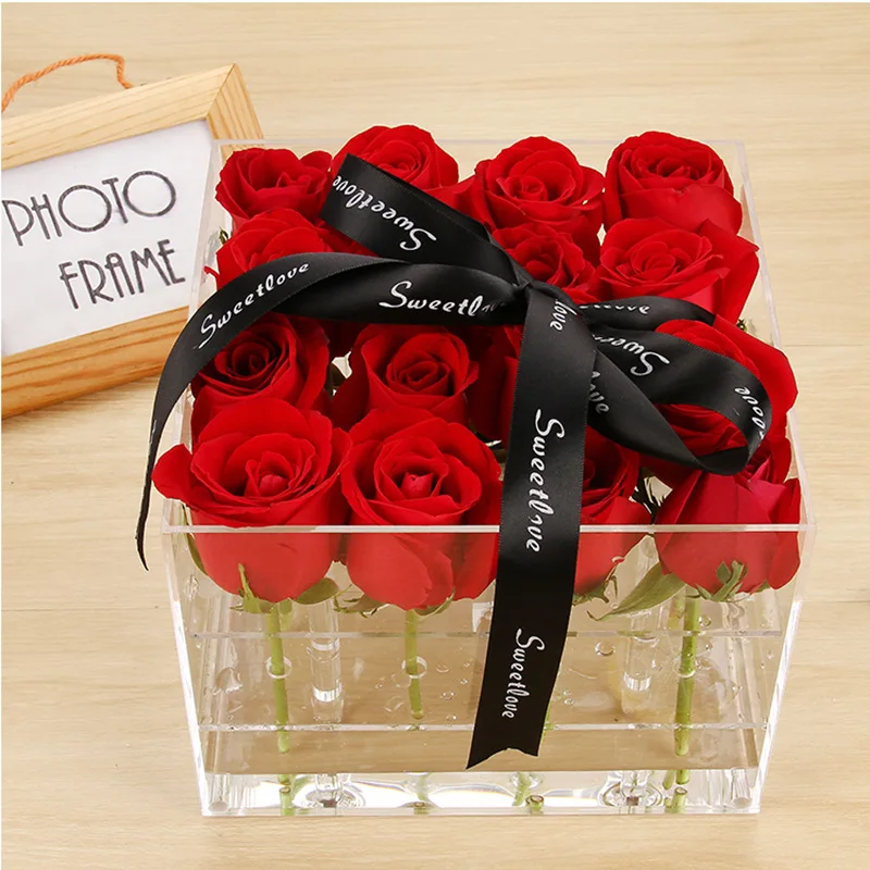 Customized Clear Acrylic Flower Packing Box