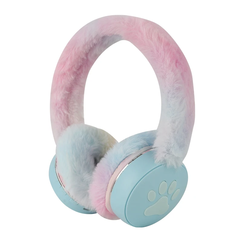 Cute Winter plush pink led earphone  RKD-6828 Headphones with Ear Covers Design wireless gaming headset for mobile phone