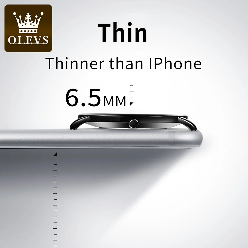 OLEVS 5869 Men Hand Watch Luxury Brand Quartz WristWatch Power Reserve Water Resistant Feature Genuine Leather Clock