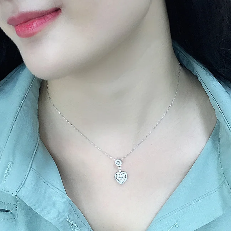 Новое поступление 2021, модное ювелирное изделие, 18k, цельное ожерелье с подвеской в форме сердца и бриллиантом для женщин