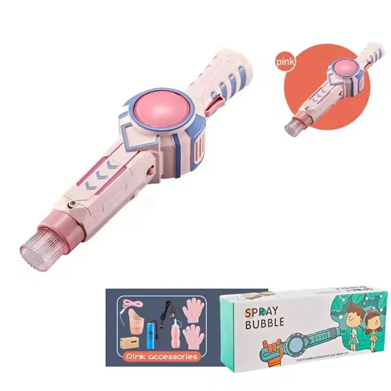 Outdoor Summer Kids Princess Handheld Wand Smoke Soap Bubble Water Gun Machine Have Fun Smoke Bubble Machine Toy For Kids