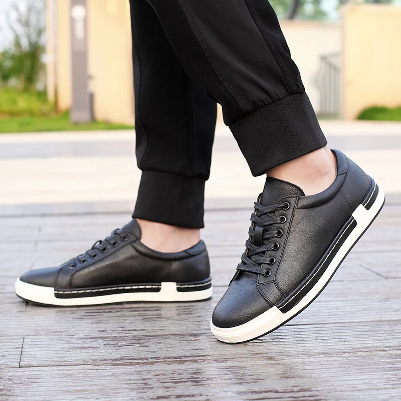 Fashion custom logo trendy PU leather sports casual shoes plus size 48 all match men sneaker