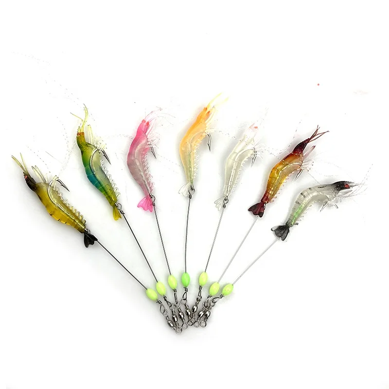 Shrimp Soft Lure 9cm/6g Fishing Artificial Bait With Glow Hook Swivels Anzois Para Pesca Sabiki Rigs Fishing Lure