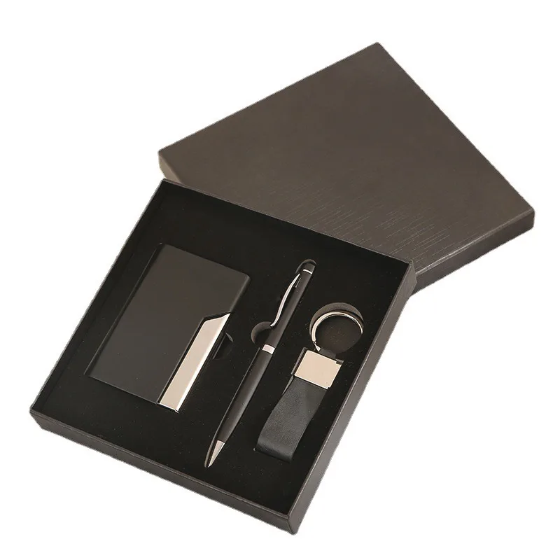 Hot new 3 in 1 corporate business pu leather gift set with custom logo branded