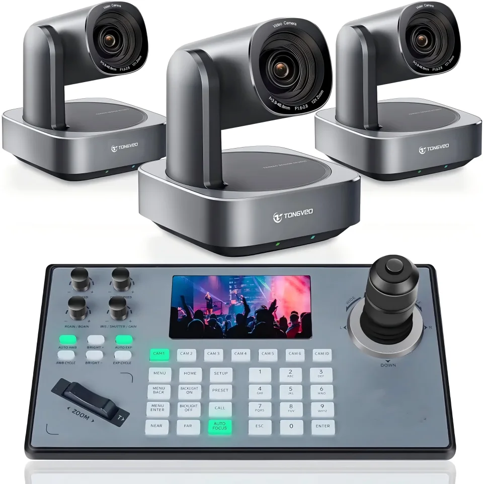 NDI PTZ Camera Bundle 4K NDI PTZ Video Conference Camera HD-MI/LAN/USB for Church Supports vMix OBS