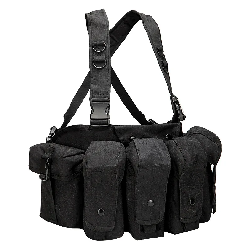 KIANG 4 Double Mag Pouches & 2 Utility Pouches Tactical Chest Rig With Magazine Pouch