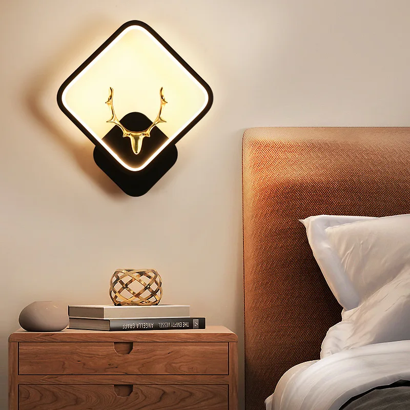 Nordic Wall Light Art Deco Fixtures Indoor Sconce Corridor Living Room Bedroom beside deer head round square LED Wall Lamps