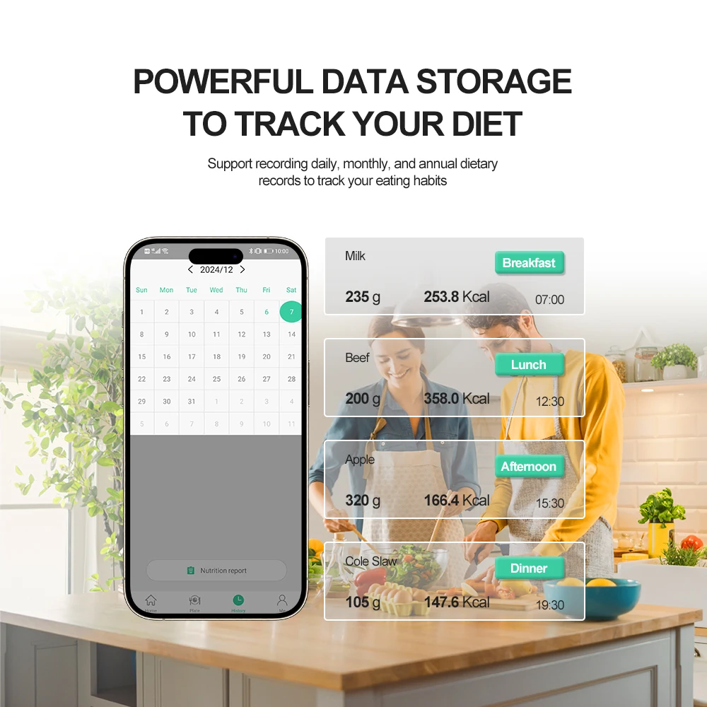 Household Lcd Display Plastic Smart Nutrition Calorie Measuring App Electronic Weight Digital Food Weighing Scale For Kitchen
