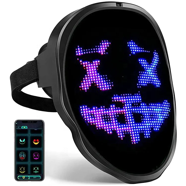 Bluetooth светодиодная подсветка для вечеринки Маска «сделай сам» редактирования картинок программируемая светящаяся маска управление через приложение Хэллоуина маскарада