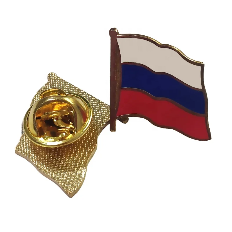 
Promotion of the Russian flag logo shape color zinc alloy metal badge 