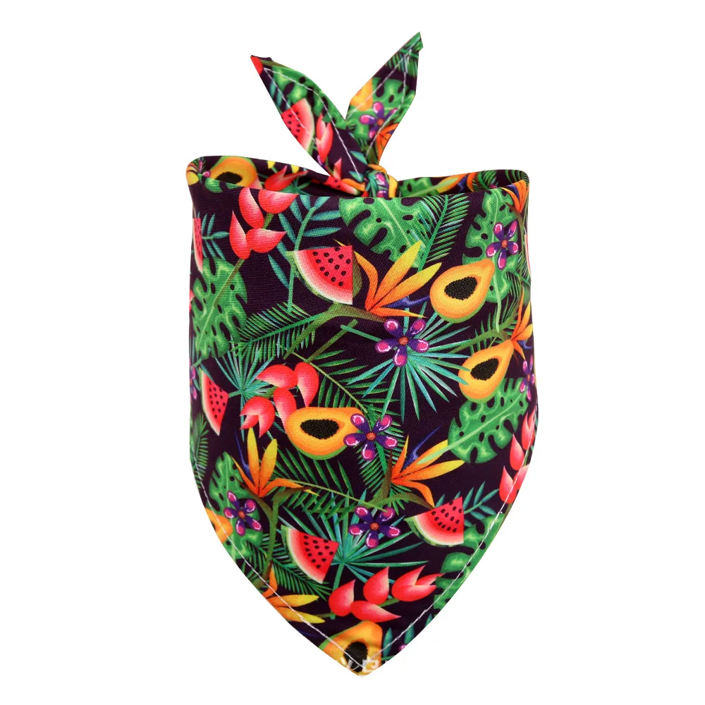 Wholesale Pet Bandana Tropical Style Printed Triangle Dog Bandana Scarf for Small Medium Large Sized Dogs