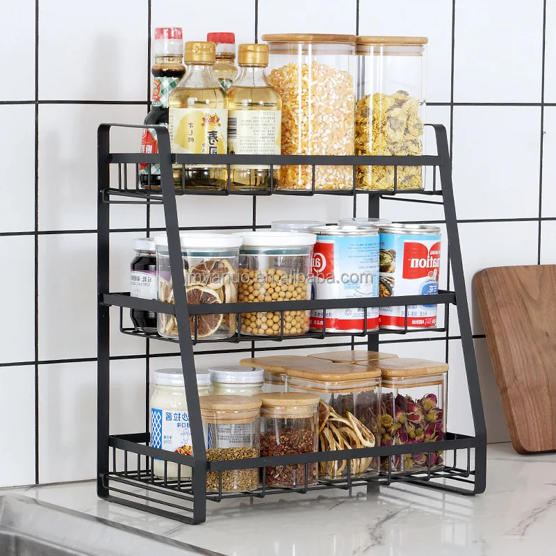 Kitchen Accessories 3-Tier Anti Skidding Kitchen Countertop Storage Rack