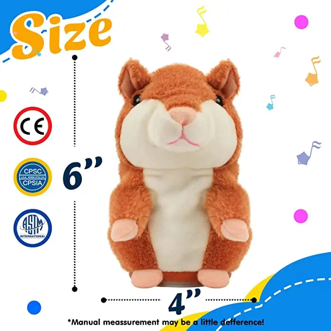 Коричневый 6-дюймовый говорящий хомяк повторяет как вы говорите морская свинка кивает Интерактивная электрическая анимированная игрушка подарок для малышей девочек