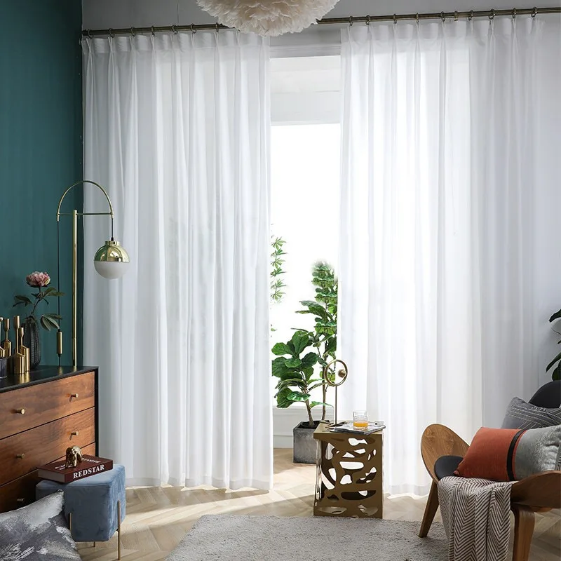 Solid Color Wholesale Curtain Factory Direct Curtains For Living Room Ethiopian Tuya Rod Curtins Window Sheer Fabric New Model