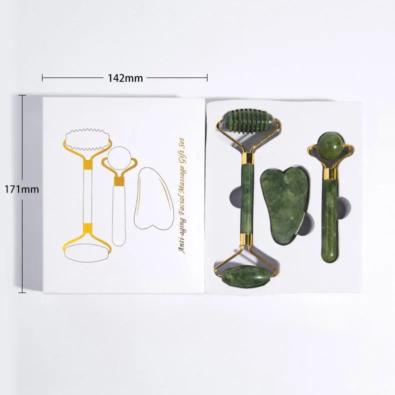Wholesale Jade Roller Facial Care Tools Neck Body Facial Serum Guasha Massage Gift 3PCS Beauty Care Tools