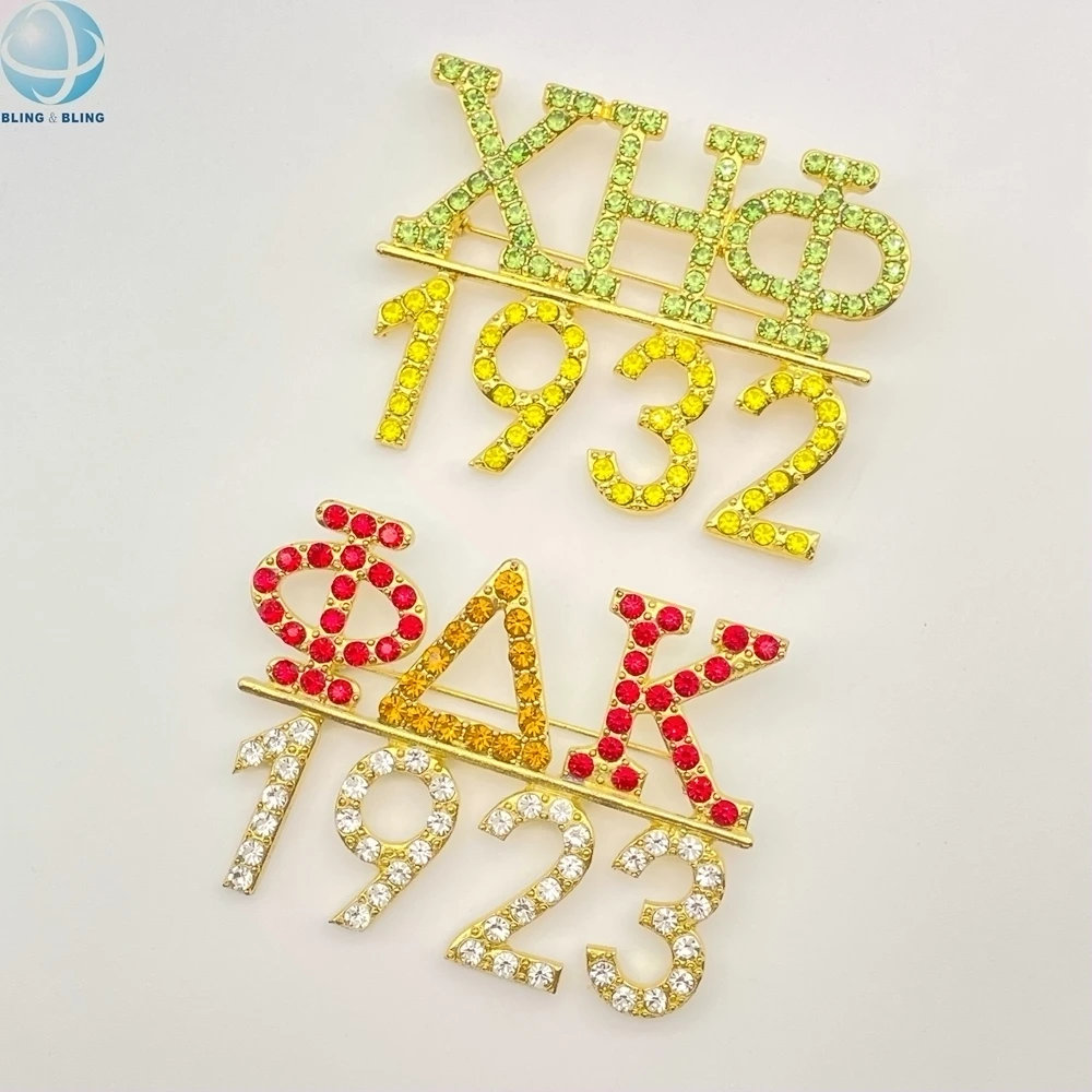 Customize Rhinestone Chi Eta Phi Greek Sisterhood Pins 1932 1923 Sorority Phi Delta Kappa Brooches For Anniversary Gifts