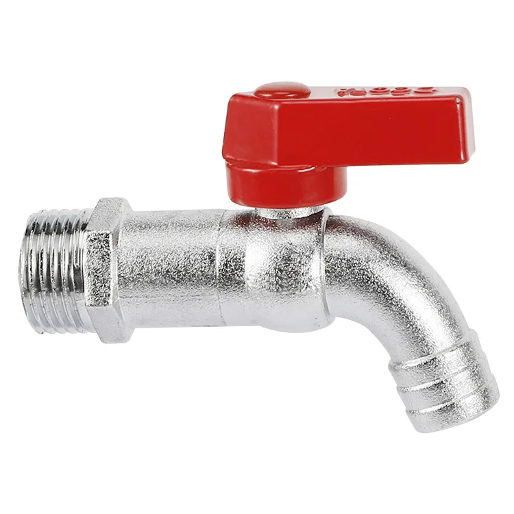 
1/2 Beautiful Design Short Body Brass Bibcock / Water Tap with Red Plastic Handle 