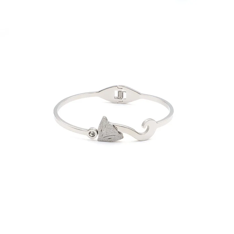 Korean Fashion Stainless steel exquisite frosted diamond fox bracelet personality simple titanium steel spring buckle bracelet
