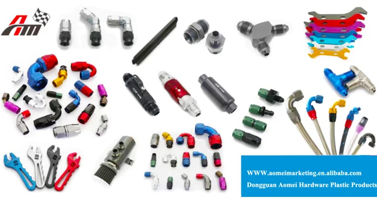 AoMei Performance 150 Degree uninterrupted One Piece Full Flow Barb Push Lock Hose End AN Fitting