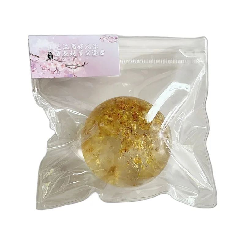 Handmade Plastic Jasmine Tea Ball Pinch Decompression Toy Slow Rebound Osmanthus Ball Squeezing Toy with Rose Tea Stress Relief