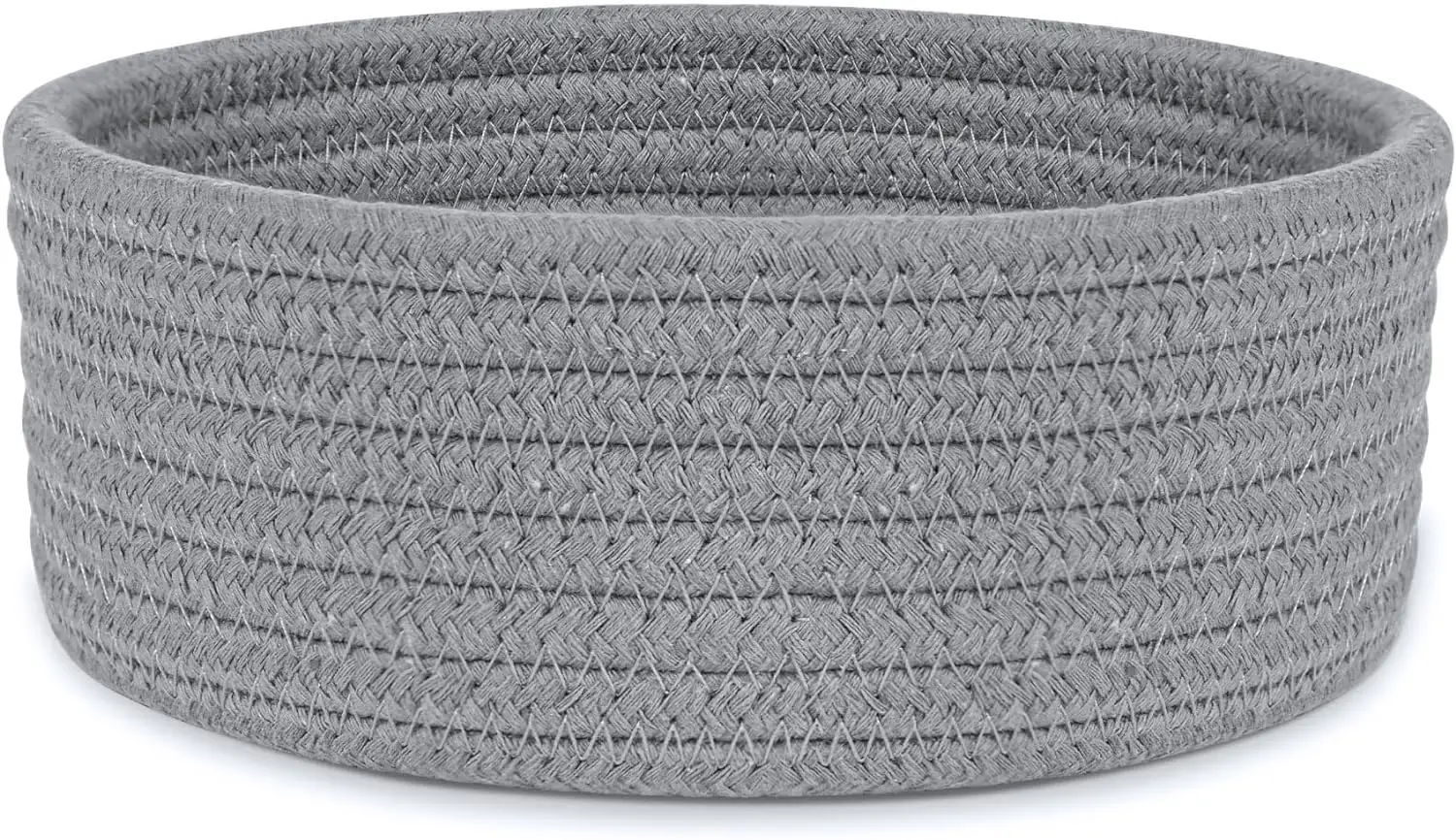 KUYUE Small Woven Basket, Empty Tiny Shallow Storage Basket, Mini Cotton Rope Baskets, Round Decorative Hamper