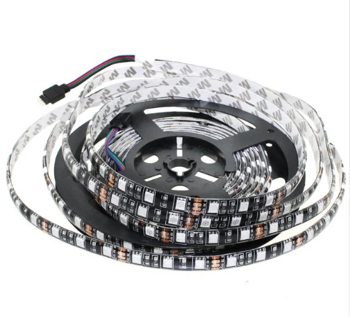 A2-White 300 leds Black PCB LED Strip 5050 DC12V Flexible LED Light 60 LED/m 5m/lot RGB White