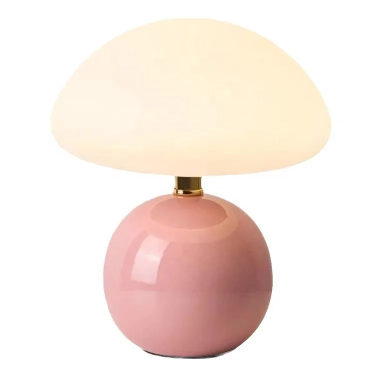 Crystal Ceramic Luxury Mushroom Led Night Light Rechargeable Table Lamps Cordless Desk Lights