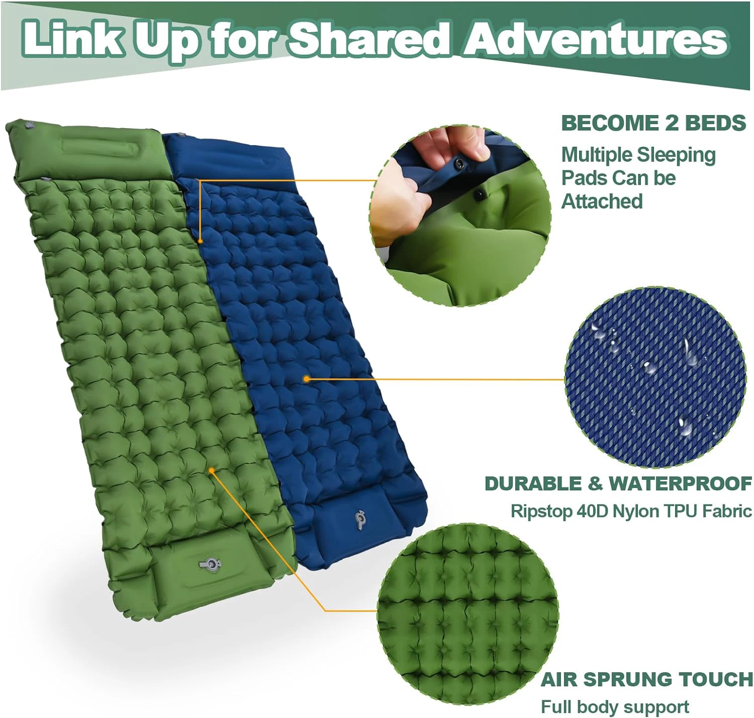 Outdoor Adventure Camping Sleeping Pad Mat with Built in Pump Self Inflating Mattress Folding Picnic Inflatable Air Mattress Bed