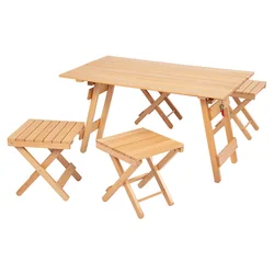 Outdoor Tables Solid Wooden Camping Folding Tables Garden Square Travel Portable Table And Chairs Set