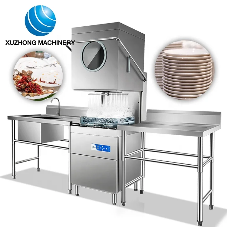 Restaurant Hotel Kitchen Automatic Electric Dishwasher Commercial Dish Washing Machine Hood Type Freestanding Dishwasher