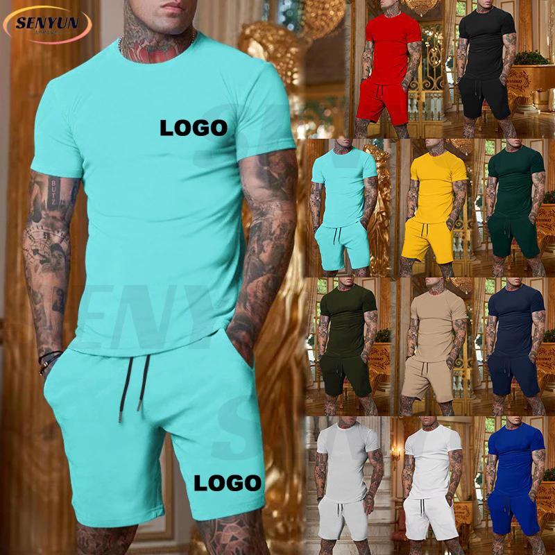 Hight Quality Manufacturer 2024 New Custom Tracksuit Sports 2 Piece Custom Logo Joggers Short Sets For Men