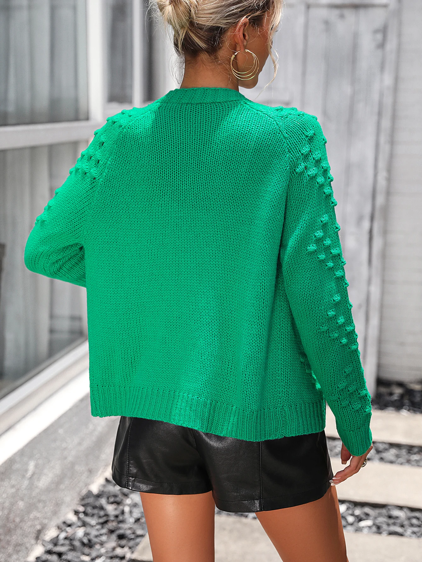 PRETTY STEPS Ladies knitted three-dimensional pattern cardigan sweater coat for women