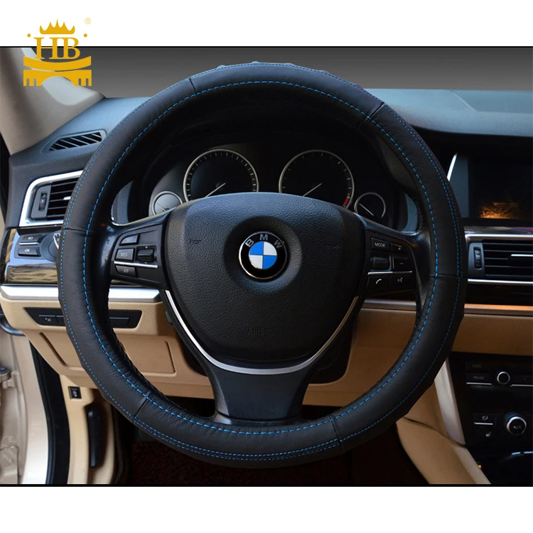 Genuine leather car steering wheel cover good quality 15 inch steering wheel cover