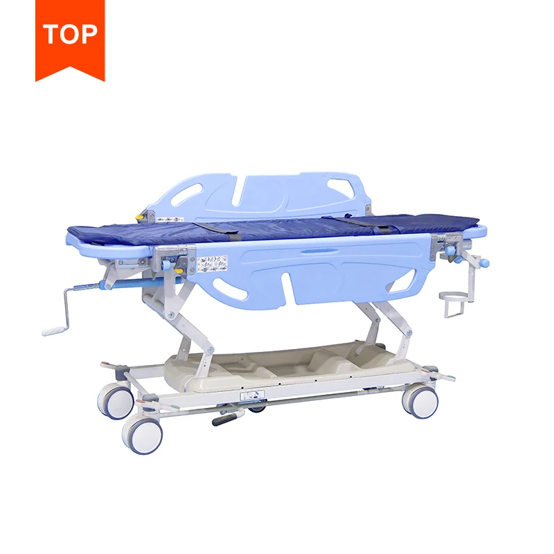 Professional ICU Adjustable Nursing Medical Bed Manual Emergency Rescue Transport Transfer Stretcher Hospital Furnitures Metal