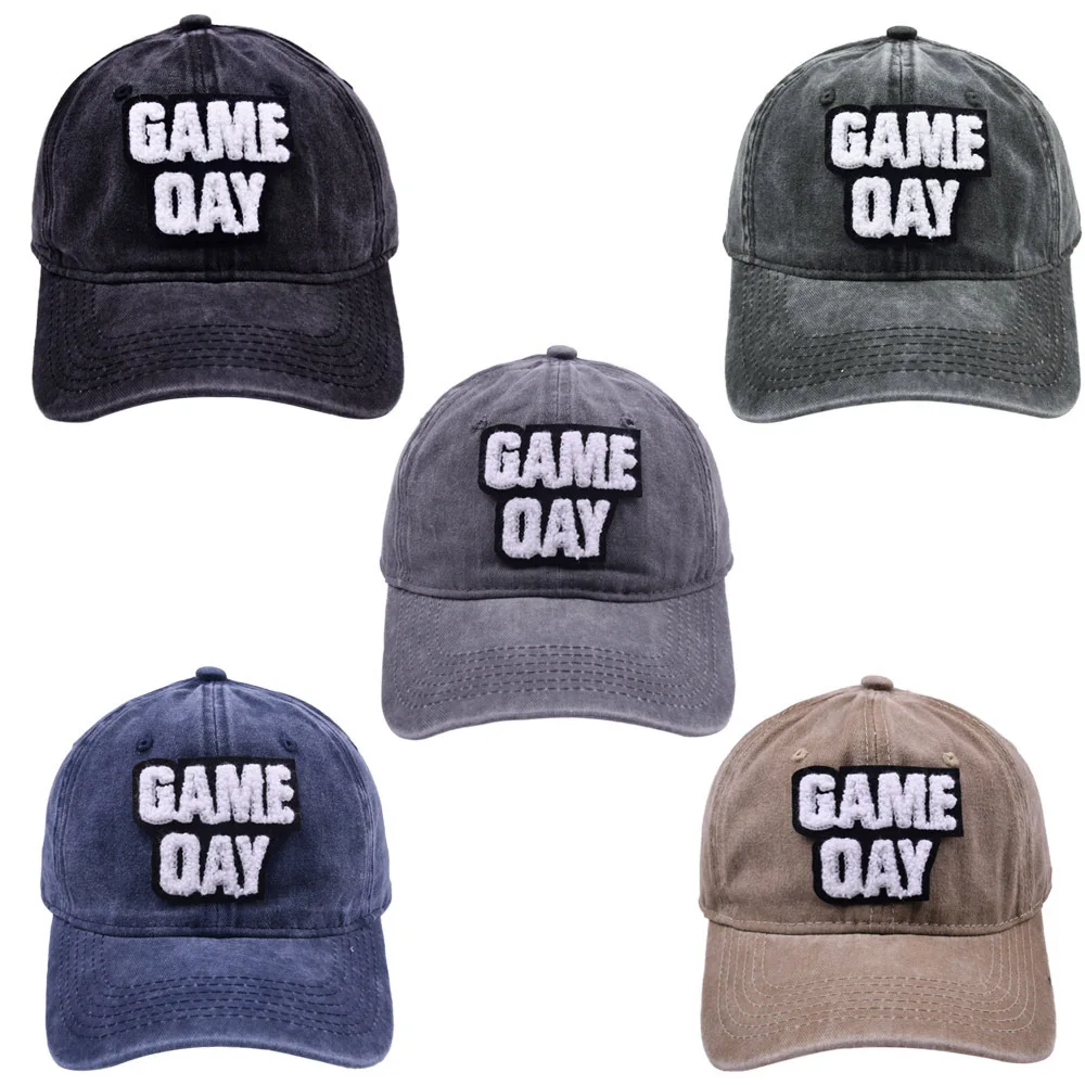 Unisex Women Washed Snapback Cap Sun Visor Hat 5 Colors Game Day Letter Baseball Cap Outdoor Sports Caps