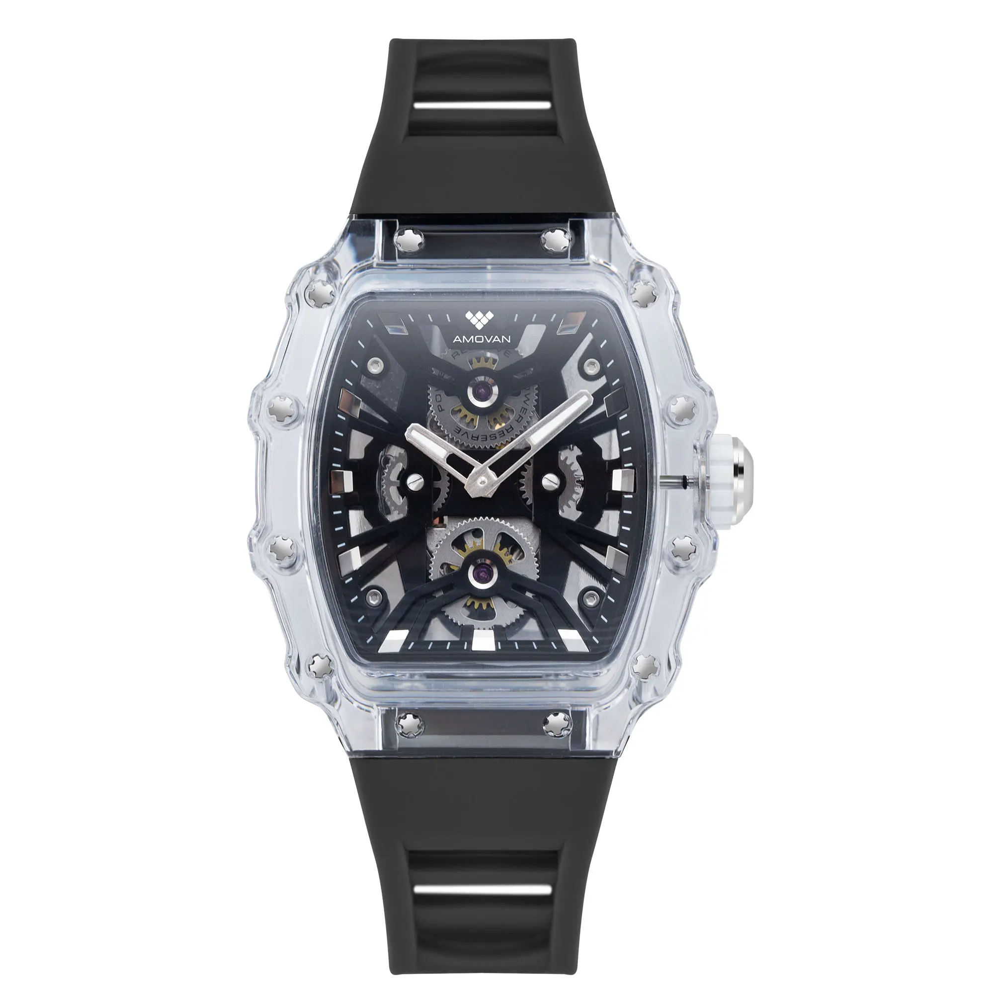 Transparent  Mechanical Design Mens Watch Fashion Sport Quartz Watches Wrist Watch With Wine Barrel Case