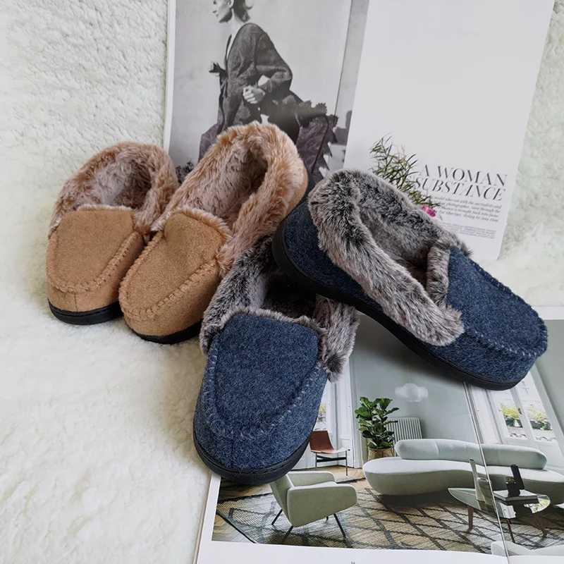Home warm comfortable thick soles warm indoor and outdoor wear new ladies home cotton felt shoes wool upper women slippers