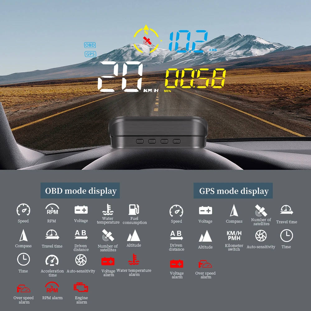2024 universal Windshield M21 Head Up OBD2 Displays auto GPS Projector meter car HUD head up displays