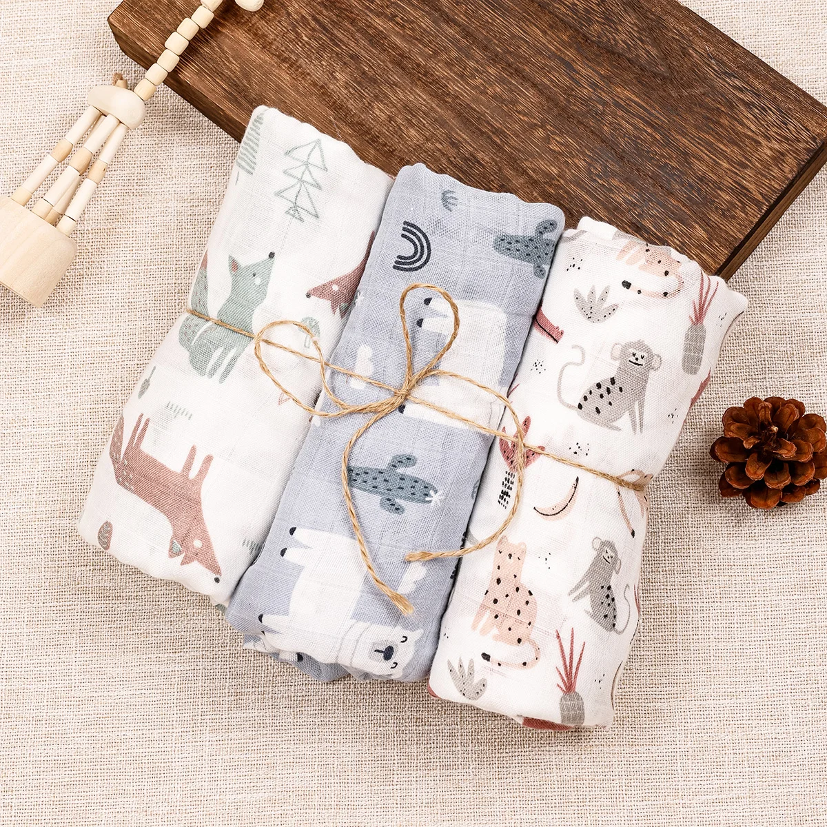 2 Layers Muslin Swaddles Wholesale Newborn Swaddle Wrap Receiving Blanket Baby Muslin Swaddle Blankets