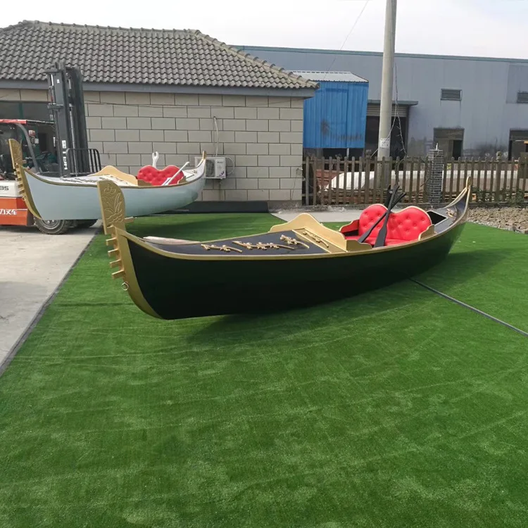 Factory  Exquisite Artistic Rowing Wood Gondola Boat for Hotel