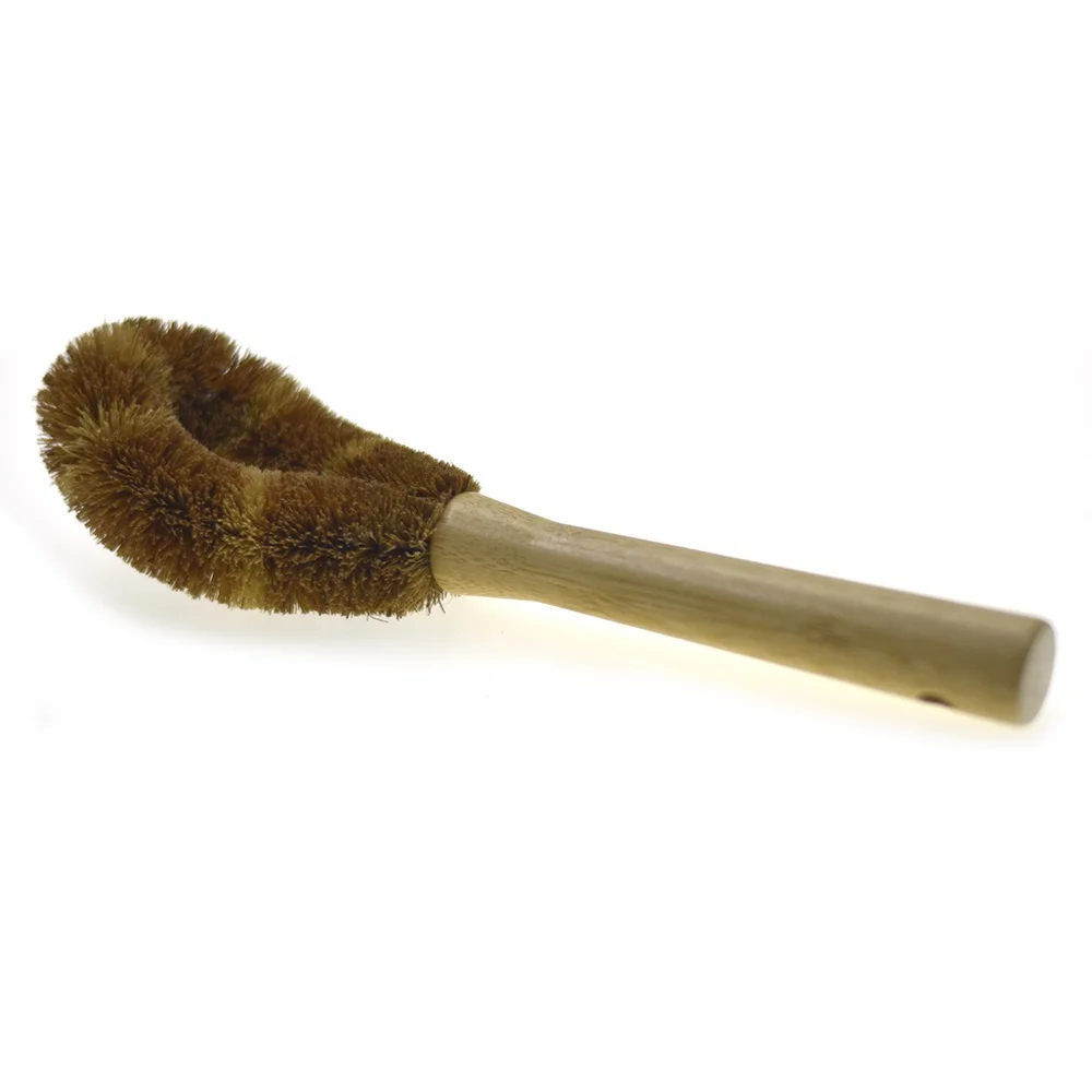 Two Tone Coconut Fiber Bamboo Handle 100% Biodegradable Dish Brush Kitchen Glass Cup Cleaning Tools