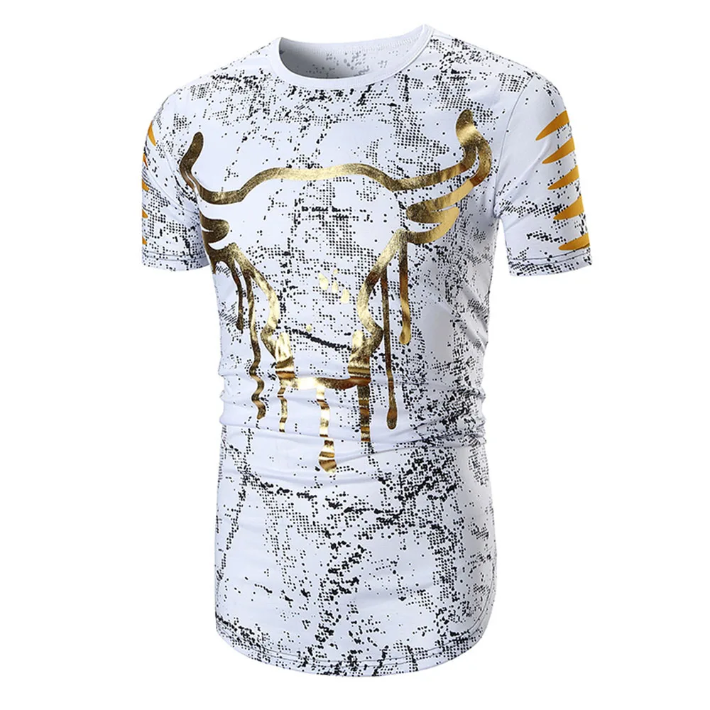 China Import 60% Cotton 40% Polyester Gold Foil T Shirts Custom Printing