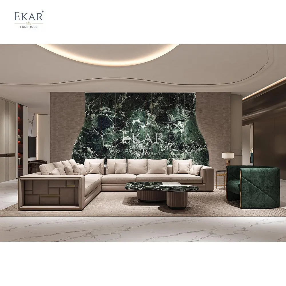 New design modern sofa Golden Brushed Metal Frame Corner Sofa: designer Art luxury modular sectional sofa