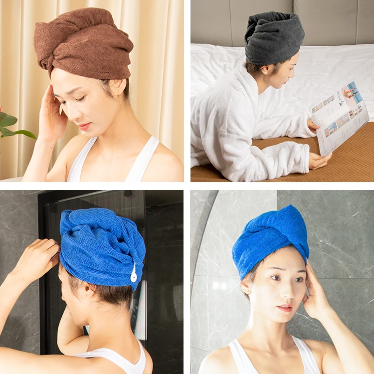 Custom logo Hair Dryer Turban Hair Towel Quick Dry Microfiber Towel for Hair