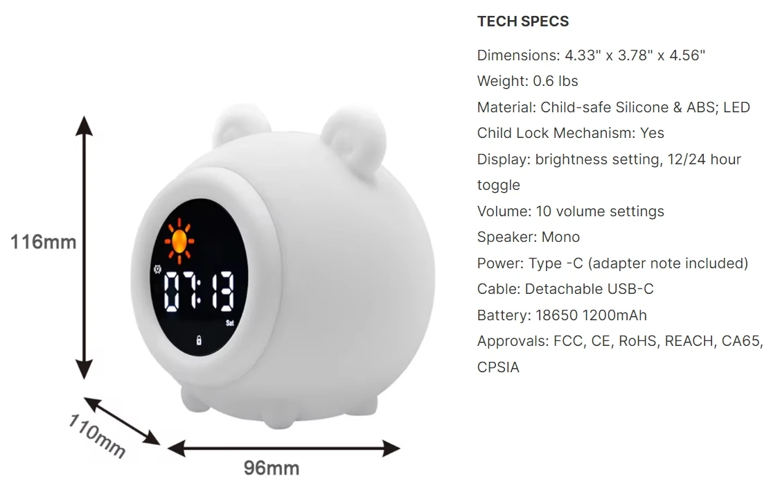 Hot Sales Kids Alarm Clock Ok to Wake Clock with Sun Star Sound Machine Night Lights Sleep Training Clock for Toddlers Children