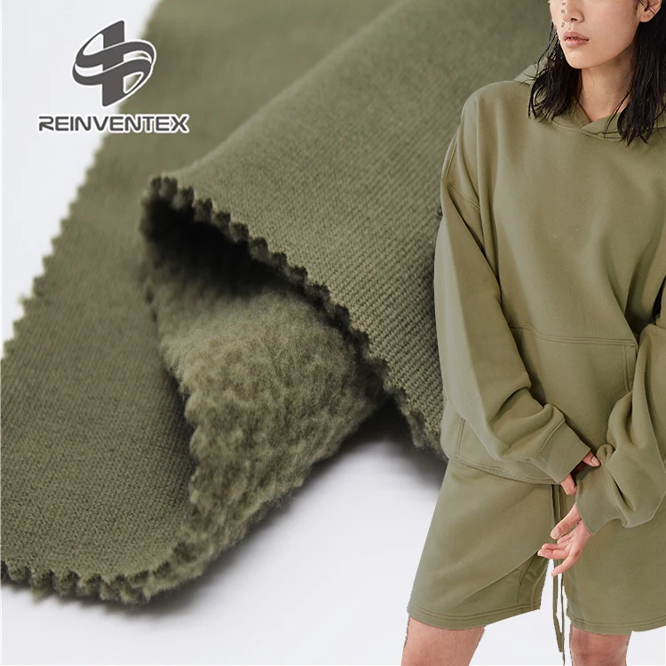 
7438-1 Custom color Hoodie textile warming knitting solids fleece 100 polyester brushed fabric for garment 