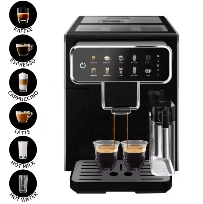 6 in 1 cappuccino milk kaffee latte hot milk hot water espresso commercial fully automatic italian professional espresso machine
