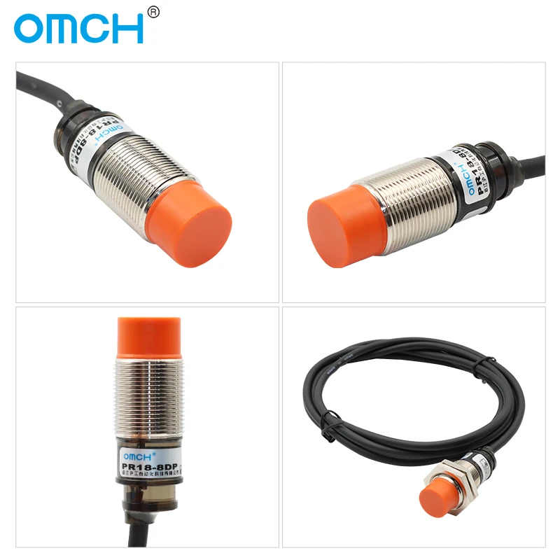 OMCH Proximity Switch Sensor PR18 Series Inductive Metal Type PR18-5DN PR18-8DN M18 Cylindrical Waterproof Anti-Dust DC12-24V