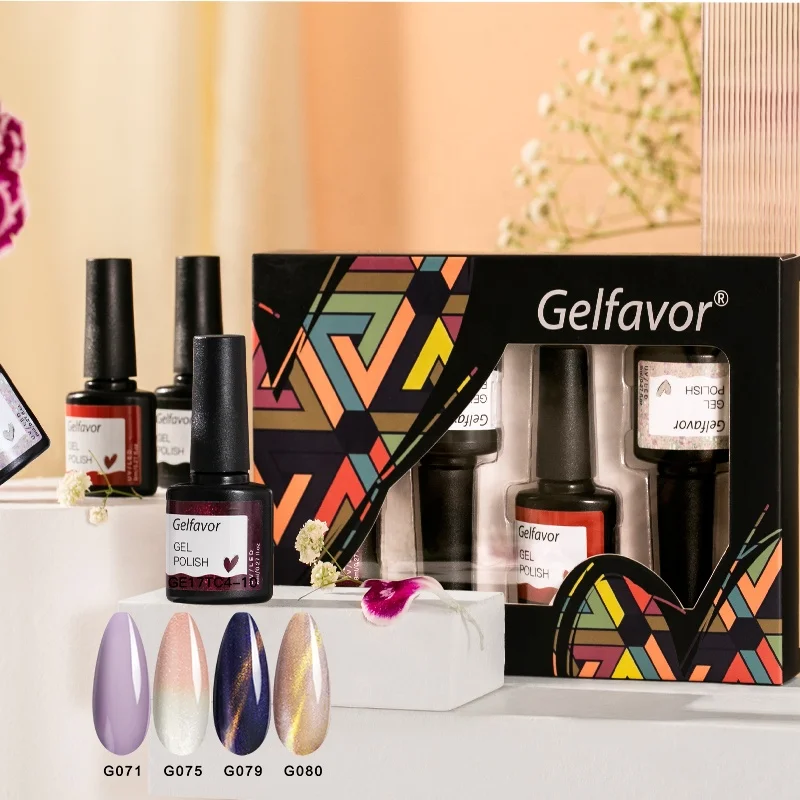 GELFAVOR hot style competitive price magic cat eye/glitter/jelly uv gel vernis semi permanent gel nail polish set for salon